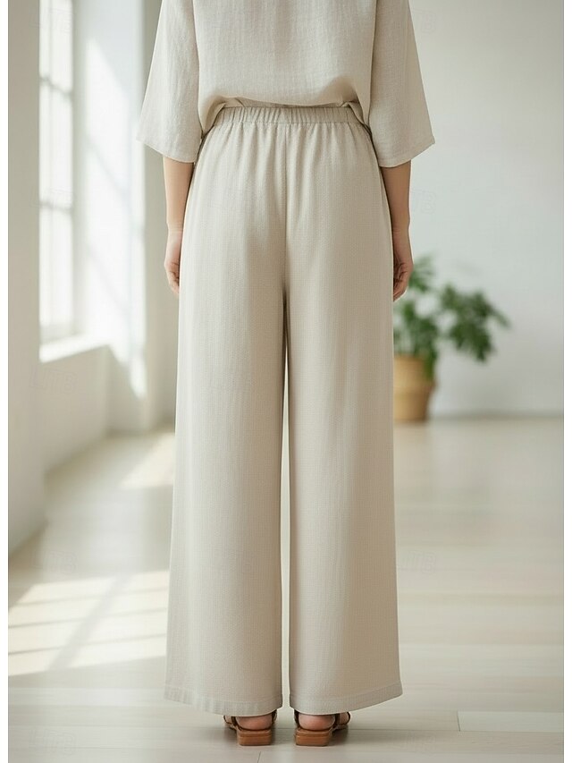 70% Linen Women's Linen Pants Culottes Wide Leg Wide Leg