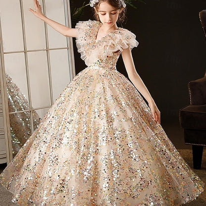 Dress Flower 3/4 Girl Color Girls' Kids Solid Party