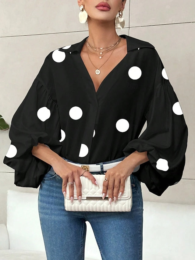 Women's Blouse Graphic Polka Dot Elegant Stylish Casual 3/4