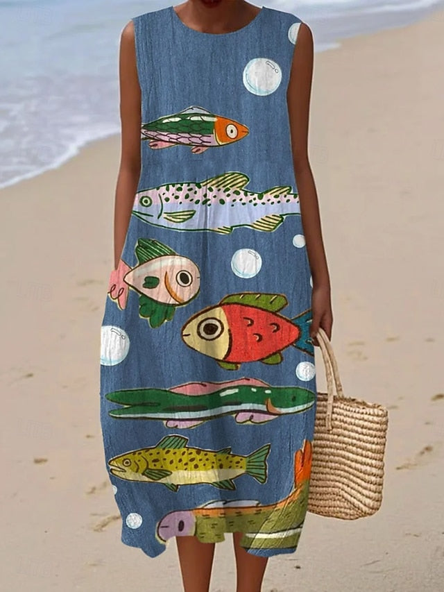 Women's Midi Dress Sundress Shift Dress A Line Dress