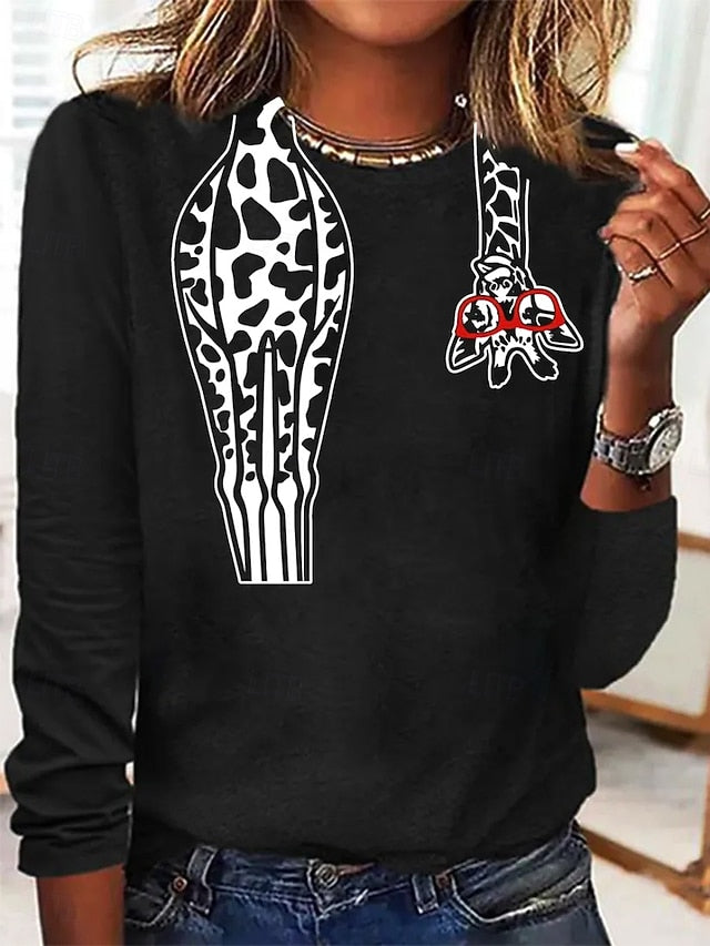 Women's T Shirt Print Graphic Animal Giraffe Vintage