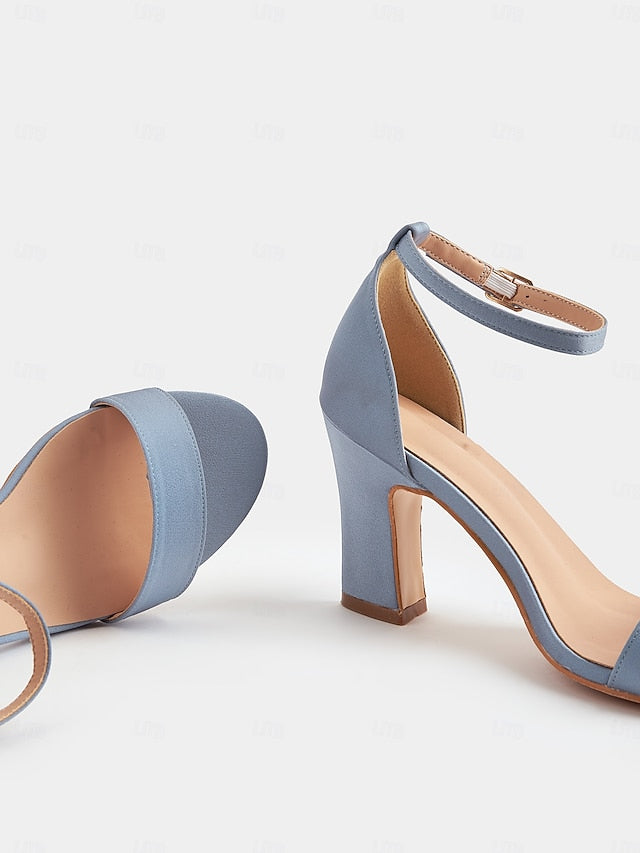 Open Heel Ankle - Sandals Toe High Light Strap Blue Women's