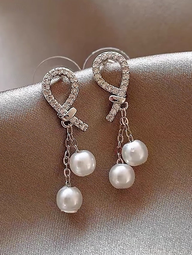 imitation with pearl Women's teardrop earrings rhinestone
