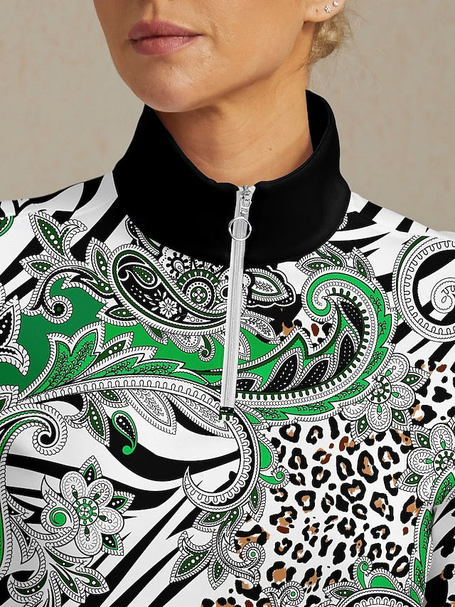 Women's Golf Pullover Sweatshirt Green Long Sleeve Top