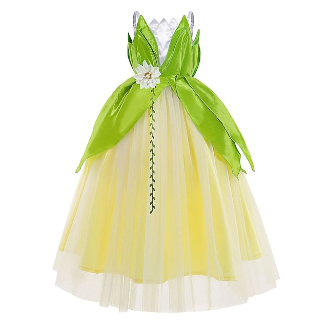 Bell Princess Fairytale Tiana Theme Dress Girl Tinker Flower
