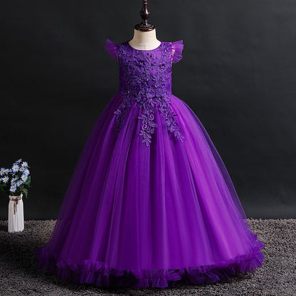 Girls' Sleeveless Girl Dress Kids Flower Jacquard