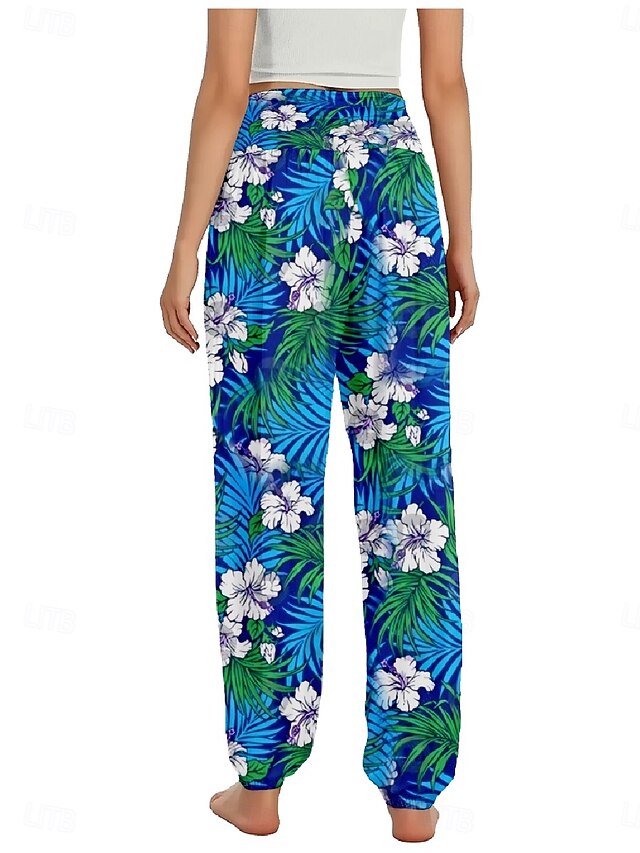 Women's Faux Cotton Linen Wide Leg Pants Trousers Ethnic