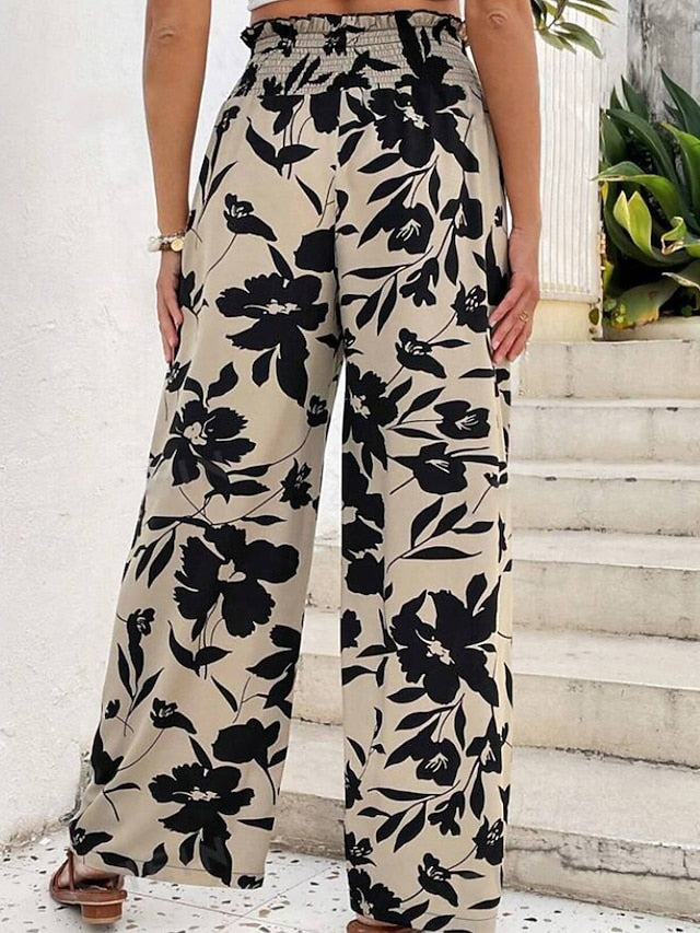 Women's Slacks Pants Trousers Boho Full Length Natural