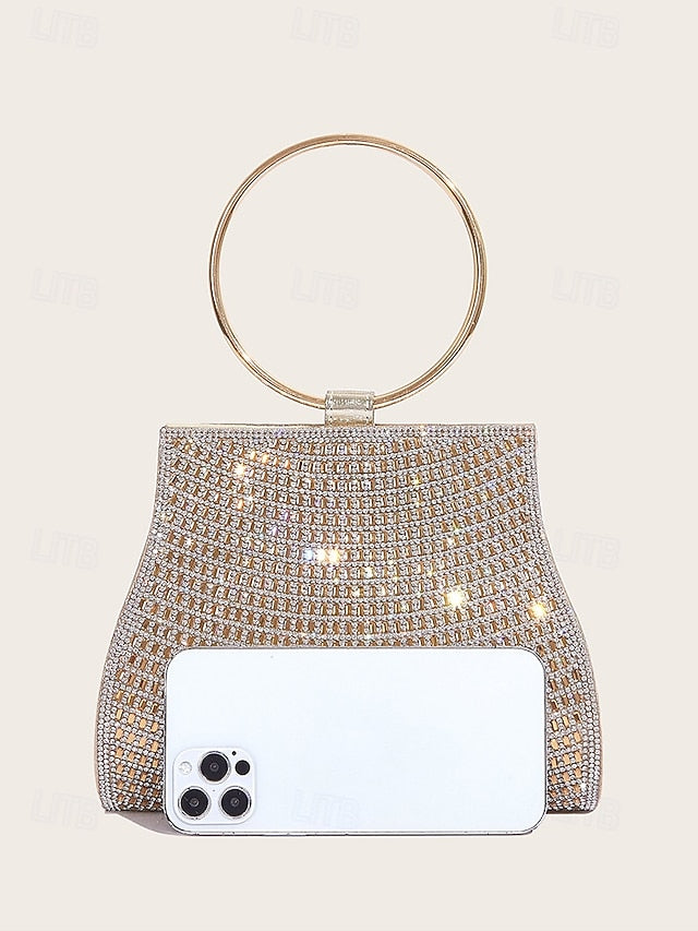 Handle Evening with Ring – Gold Crystal Elegant Clutch