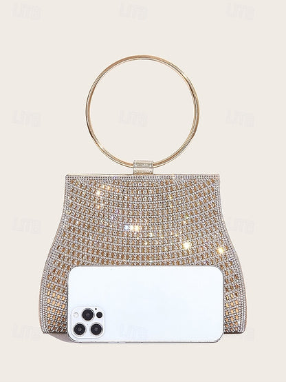 Handle Evening with Ring – Gold Crystal Elegant Clutch