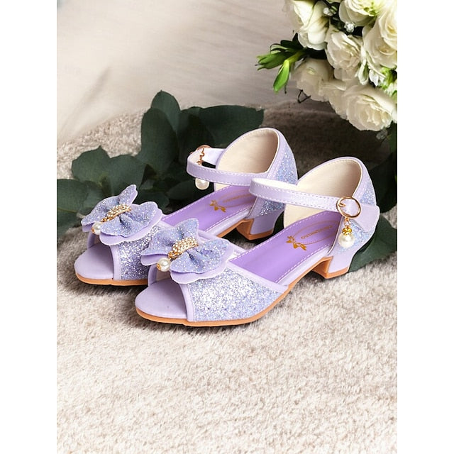 with Accent Sandals Bow Girls' Purple Pearl Glitter