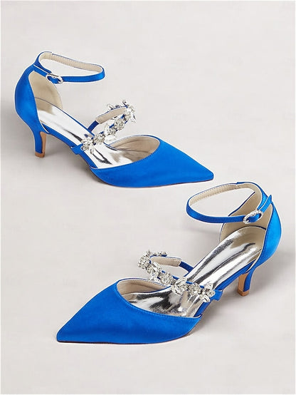 Black Satin with Embellishments Women's - Heels Rhinestone