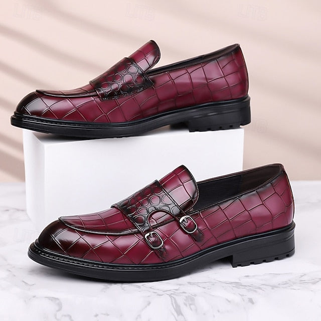 – Pattern Crocodile Brown with Men's Leather Loafers Faux