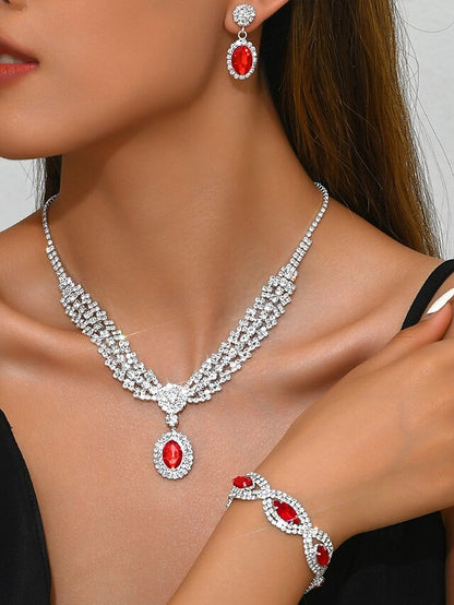 Green Elegant Women Crystal Luxury for – Set Necklace Jewelry