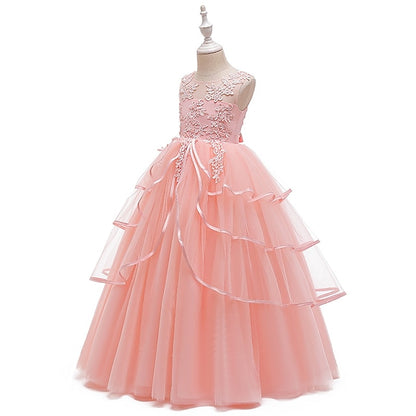 Color Sleeveless Party Girls' Solid Dress Kids