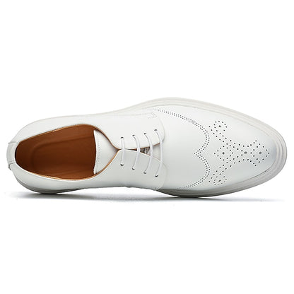 Men's Oxford Perforated with Shoes Leather Faux White