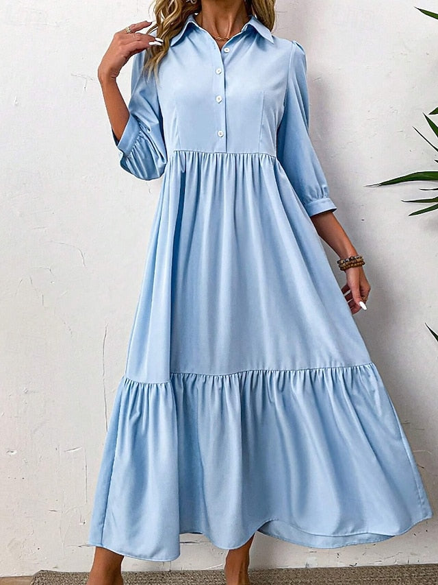 Women's Midi Dress Shirt Dress Fashion Modern Outdoor
