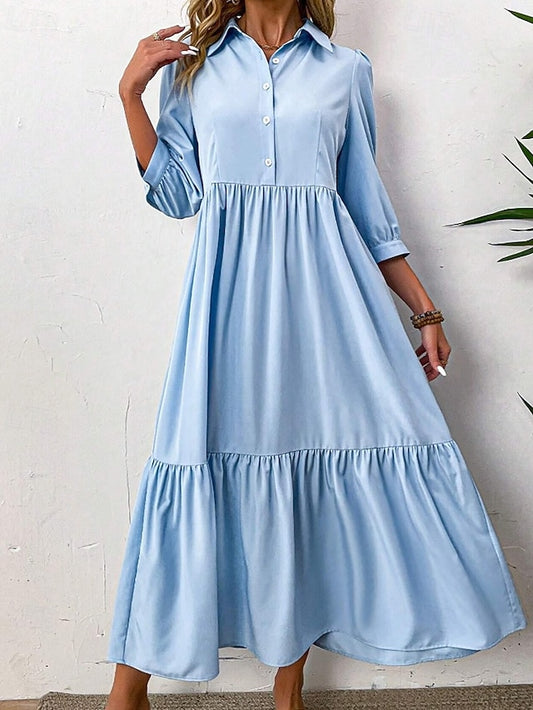 Women's Midi Dress Shirt Dress Fashion Modern Outdoor