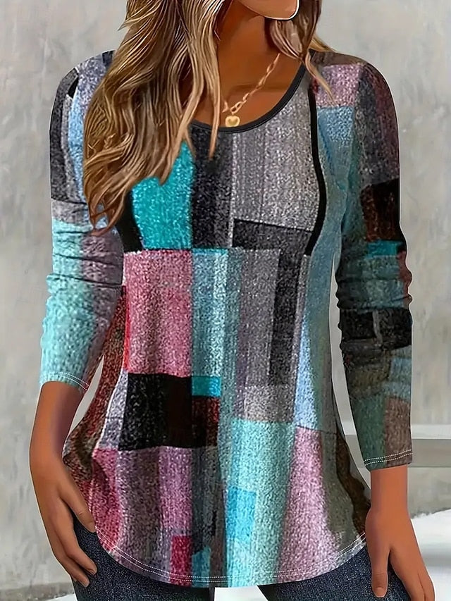 Women's T Shirt Print Ombre Graphic Geometric Vintage