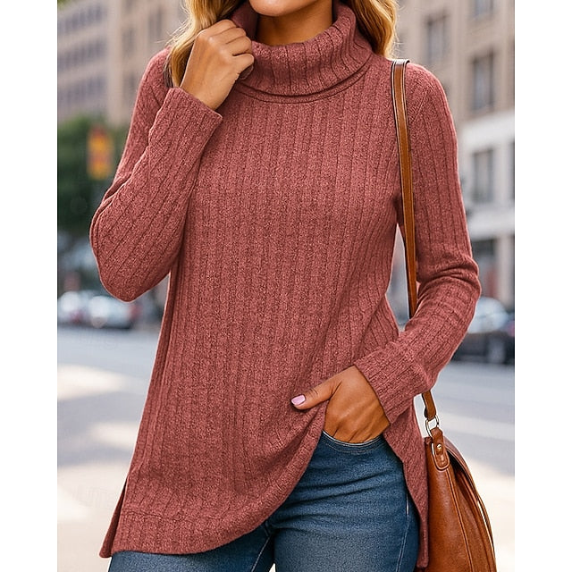 Fall Sleeve Women's Athleisure Top Turtleneck Sweater Long