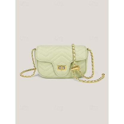 White Women's Leather with Bag Crossbody Gold Elegant Chain