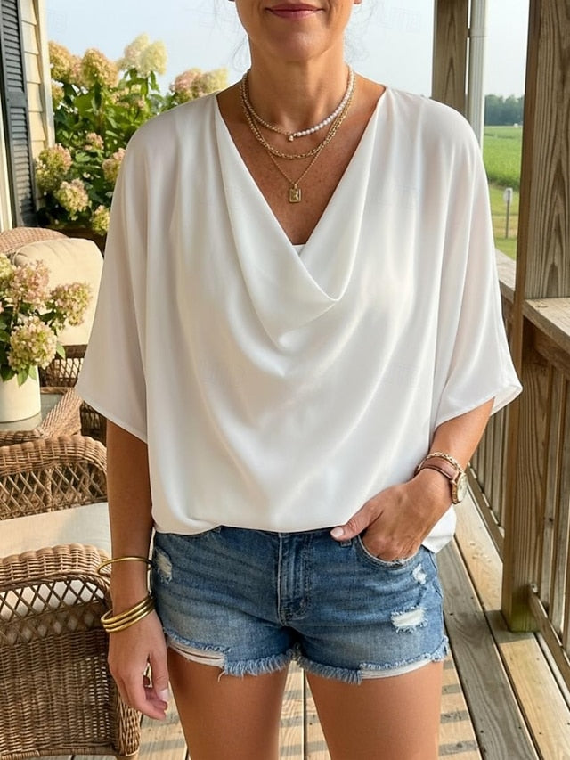 Women's Blouse Dressy Tops Elegant Stylish Solid Color