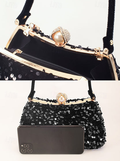 Pearl Black Clutch Sequin – with Accent Women's Evening