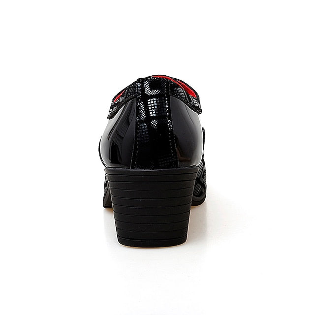 Block Men's Patent Heel and Black Shoes Leather Red Oxford