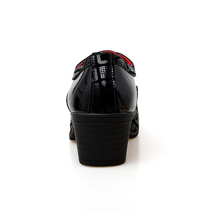 Block Men's Patent Heel and Black Shoes Leather Red Oxford