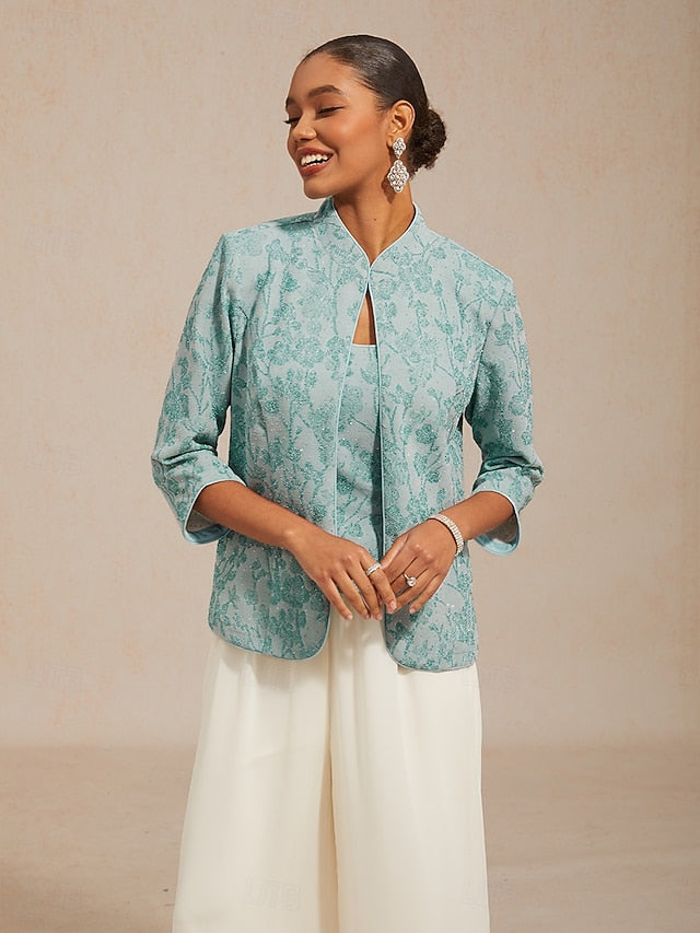 Women's Dressy Tops Twinset Elegant Lace Sequins Paisley
