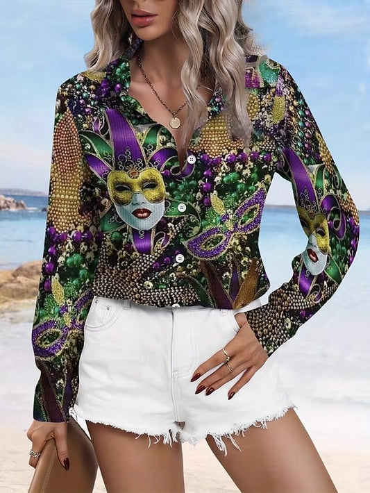 Carnival Women's Shirt Blouse Graphic Geometric Vintage