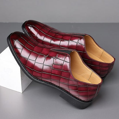 Burgundy Men's Shoes Slip-On Crocodile – Pattern