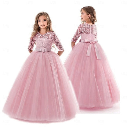 Girls' Dress Girl Flower Colored Kids Solid Wedding
