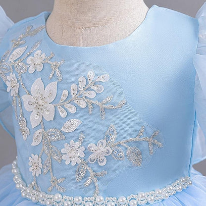 Kids Party Sequin Sleeveless Floral Wedding Dress Girls'