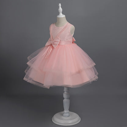 Dress Toddler Sleeveless Party Girls' Solid Color