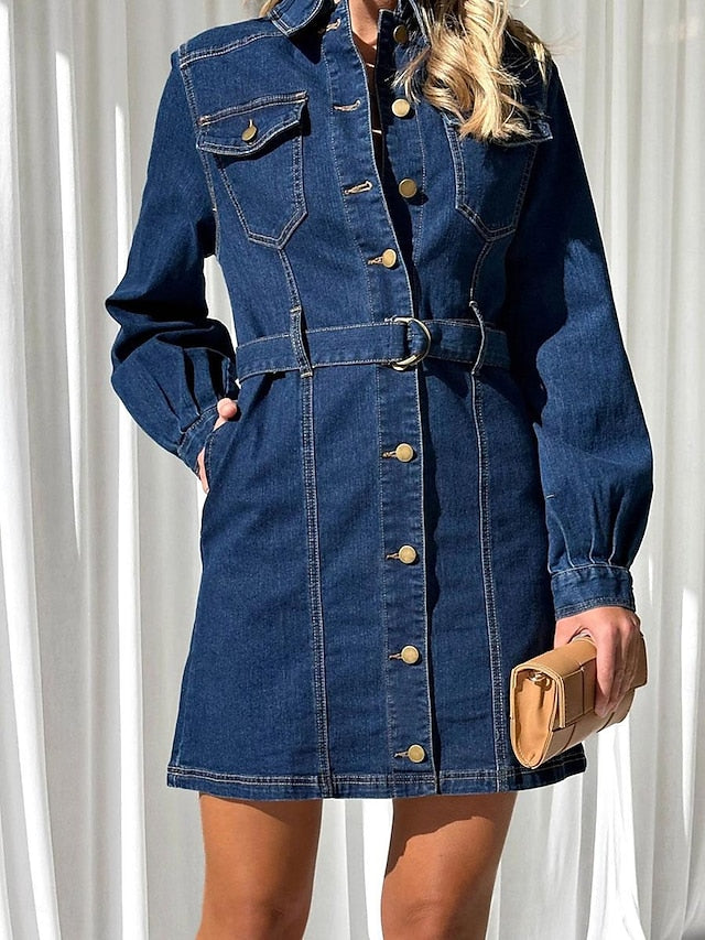 Women's Denim Dress Shirt Dress Mini Dress Date Vacation