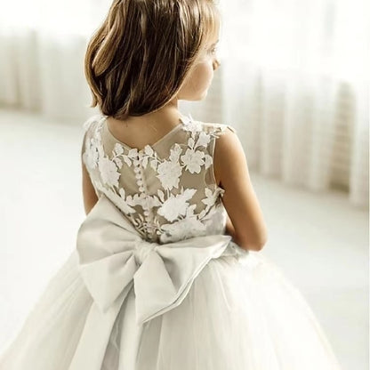 Girl Flower Party Dress Solid Color Kids Girls'