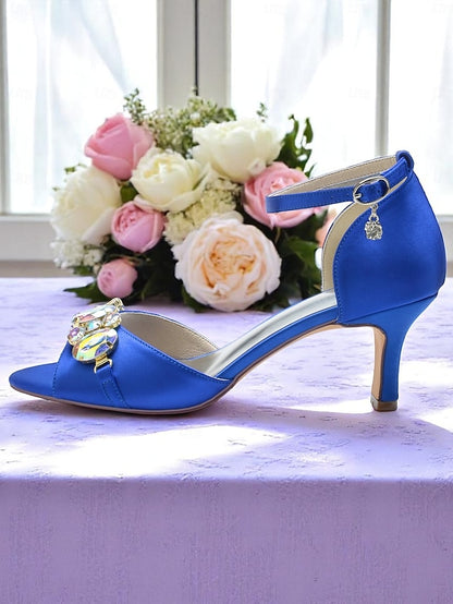 Strap Ankle Satin Women's Toe and with Open Heels Black