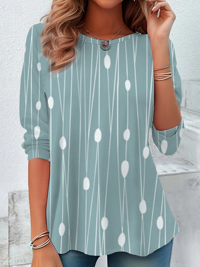Women's T Shirt Tee Top Print Color Block Abstract Fashion