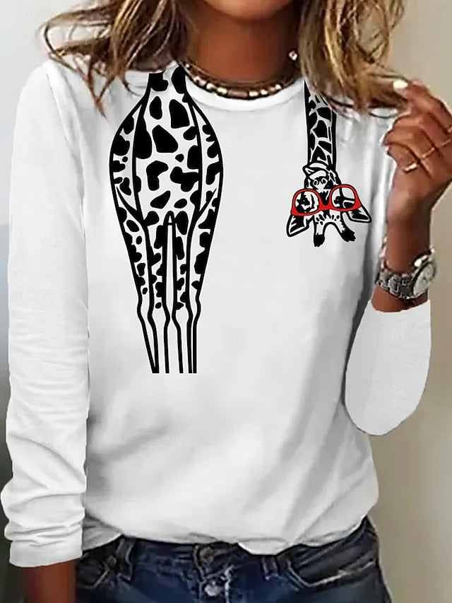Women's T Shirt Print Graphic Animal Giraffe Vintage
