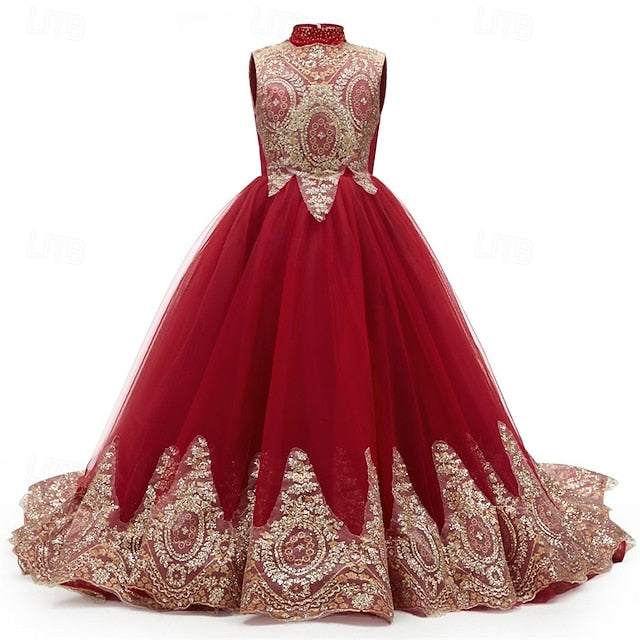 Dress Gown Kid's Formal Girl Flower Evening Girls'