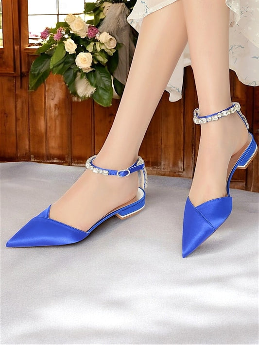 Chic Shoes with – Satin Strap Crystal-Ankle Wedding Black