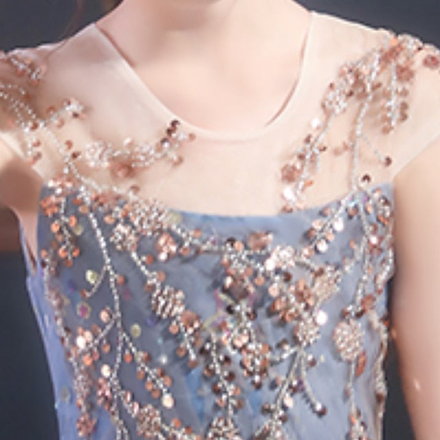 Girls' Performance Party Kids Sequin Sleeve Dress Short