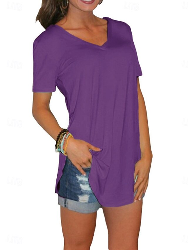 Women's T Shirt Tee Top Solid Color Fashion Basic Classic
