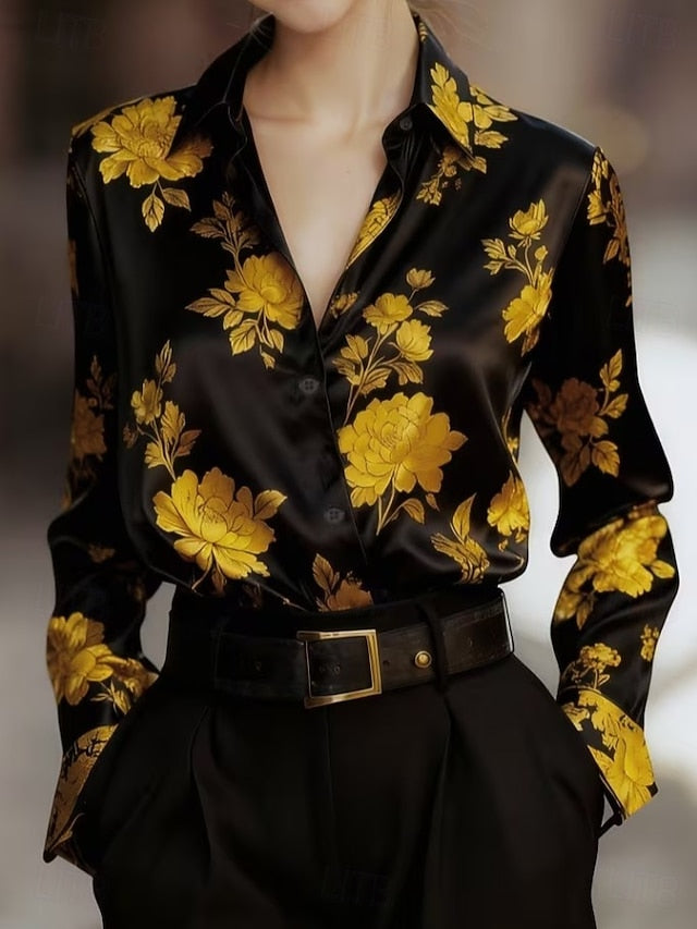 Women's Shirt Buttons Print Floral Graphic Elegant Stylish