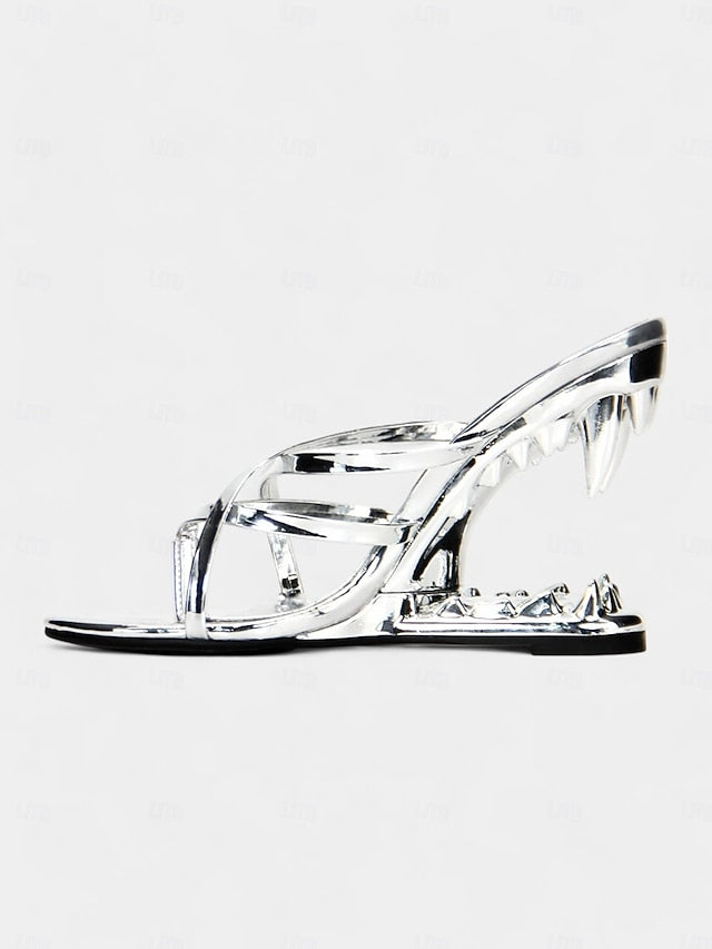 Flat Sandals Metallic with - Sculpted Design Unique Heel Gold