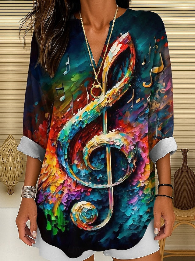 Music Festival Women's Blouse Print Ombre Graphic Geometric