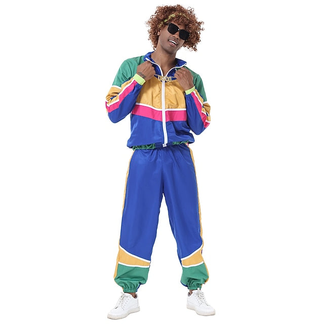 Retro Vintage 1980s Workout Outfits Cosplay Patchwork Fancy