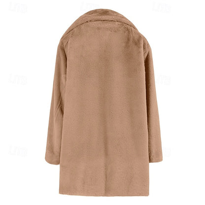 Pocket Casual Fur Warm Comfortable Coat Women's Faux