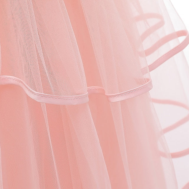 Color Sleeveless Party Girls' Solid Dress Kids